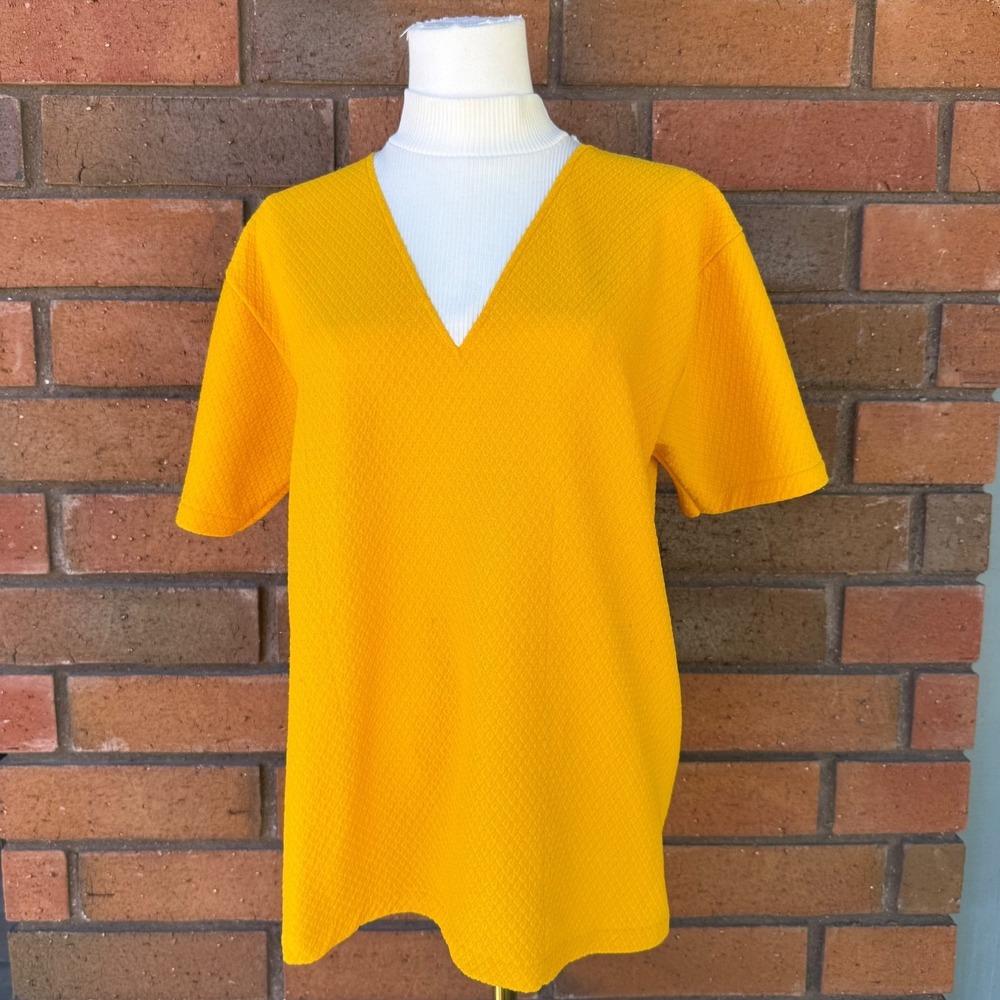 Vintage Andrew Fifth Avenue Top Short Sleeve Turtleneck 60s Dacron | Size‎ XL